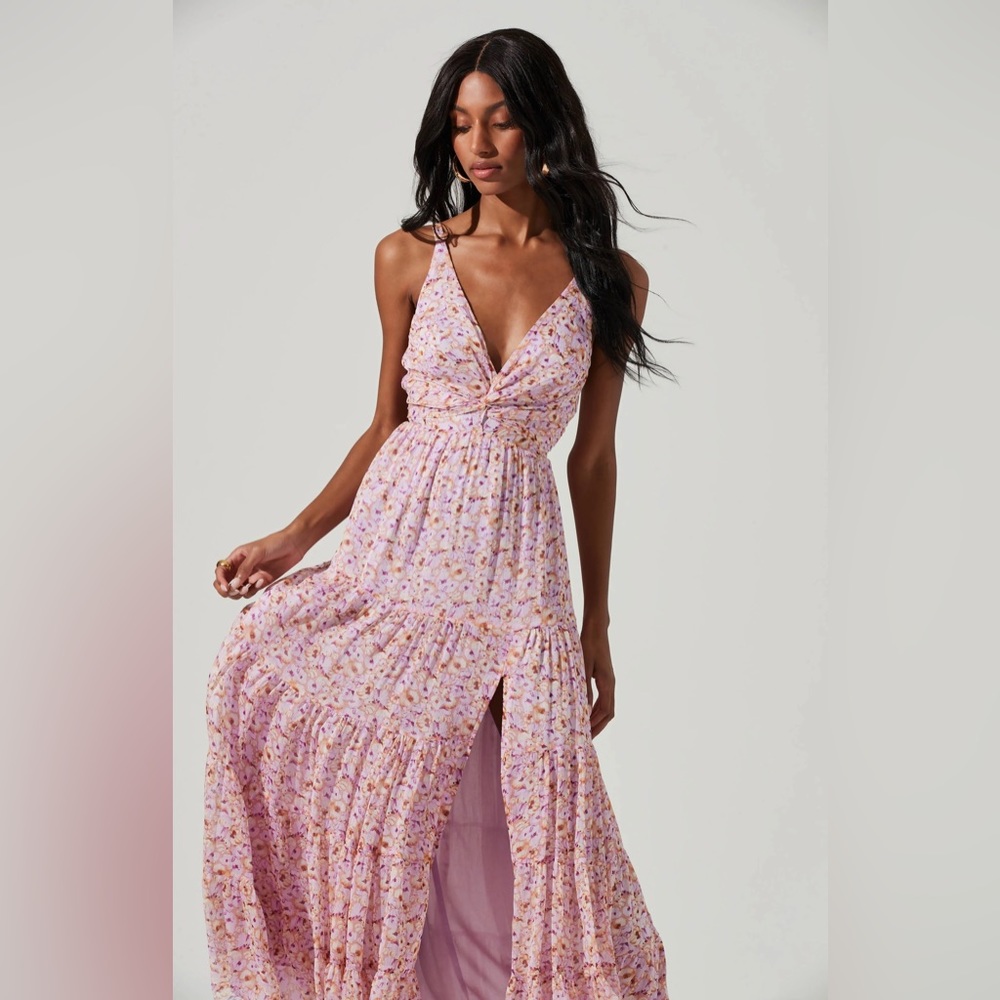 ASTR The Label ~ ELSA FLORAL FRONT SLIT MAXI DRESS - Picture 4 of 10
